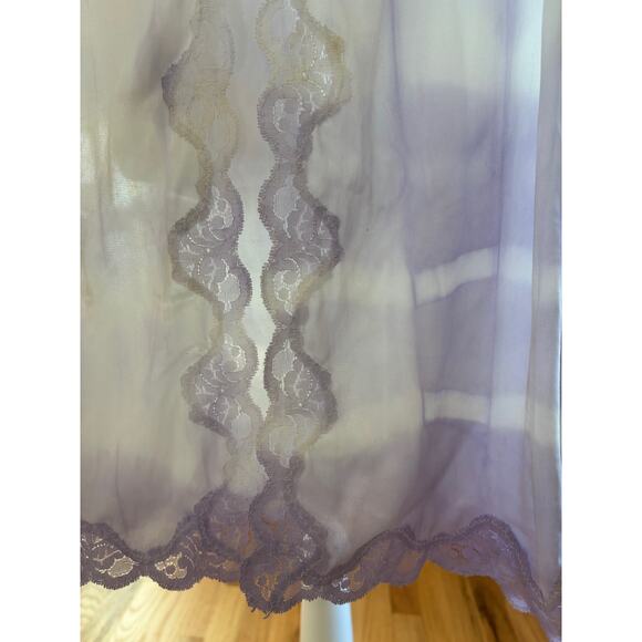 Vintage Nylon Lavender Shibori Dyed Slip Skirt with Lace Slit - Small - Picture 2 of 5